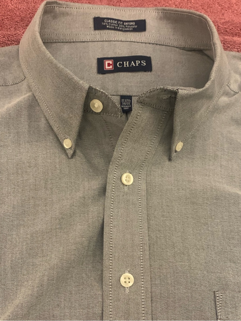 CHAPS Classic Fit Wrinkle Free Grey Oxford Shirt